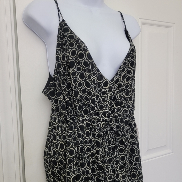 NWT Kenneth Cole 100% Silk Sleeveless Dress Waist Tie Black Cream Circles Sz 14 - Picture 2 of 13